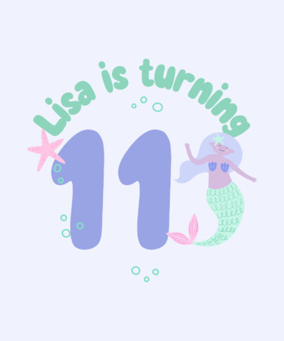 T-Shirt Design Creator for a Kid's Birthday with an Illustrated Mermaid