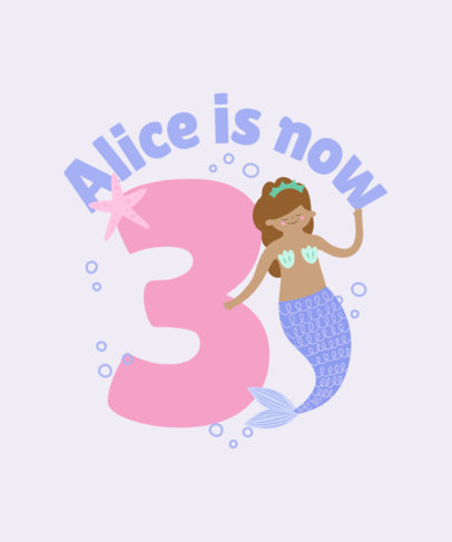 T-Shirt Design Maker with an Illustrated Mermaid for a Little Girl's Birthday