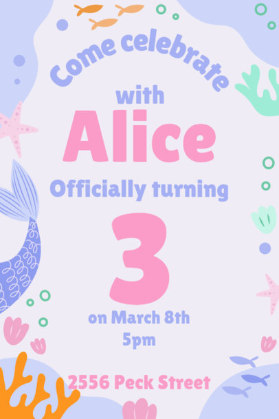 Invitation Maker for a Girl's Birthday Celebration with an Illustrated Background