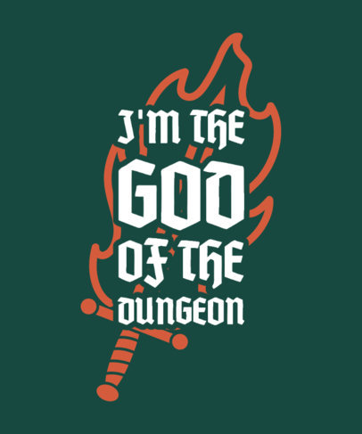 T-Shirt Design Template Featuring a Dungeons and Dragons-Inspired Flaming Sword