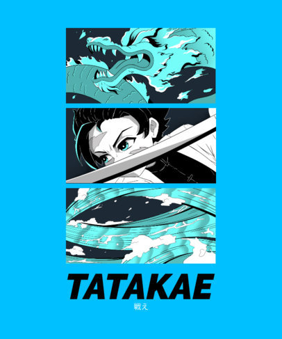 Demon Slayer-Inspired T-Shirt Design Template with a Sequence of Anime Characters 4767o 5896