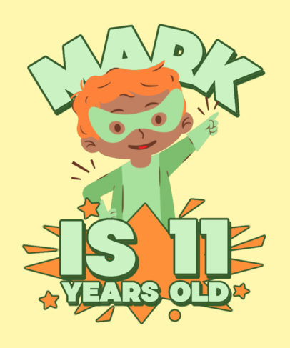 T-Shirt Design Creator for a Kid's Birthday Party with an Illustrated Superhero Boy
