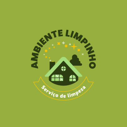 Logo Template Featuring an Illustrated Home for a Cleaning Service Provider
