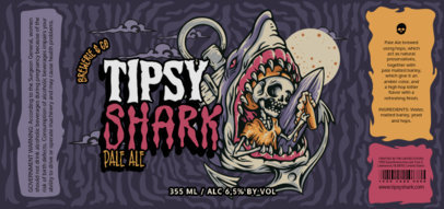 Beer Label Generator Featuring a Shark with a Skeleton Surfer 6316a-el1
