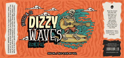 Beer Label Design Creator Featuring a Surfing Skeleton with a Guitar 6316b-el1