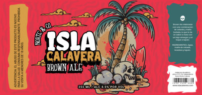 Beer Label Template with a Summer-Vibes Illustration of an Island with a Palm Tree 6316d-el1