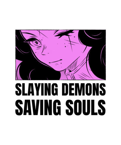 T-Shirt Design Maker Featuring an Illustrated Girl Inspired by Demon Slayer Anime
