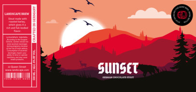 Illustrated Beer Label Maker Featuring a Sunset in the Mountains 6318e-el1