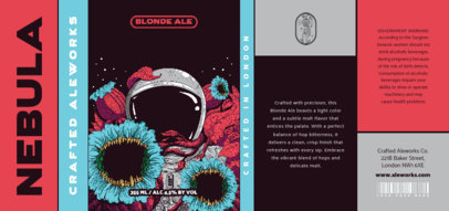 Beer Label Maker Featuring an Astronaut Helmet with Surrealistic Flowers 6320a-el1