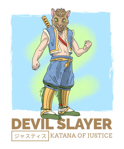 T-Shirt Design Generator Featuring an Illustrated Character Inspired by Demon Slayer