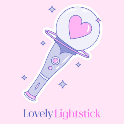 Korean Music Sticker Maker Featuring a Lightstick Inspired by a K-Pop Band