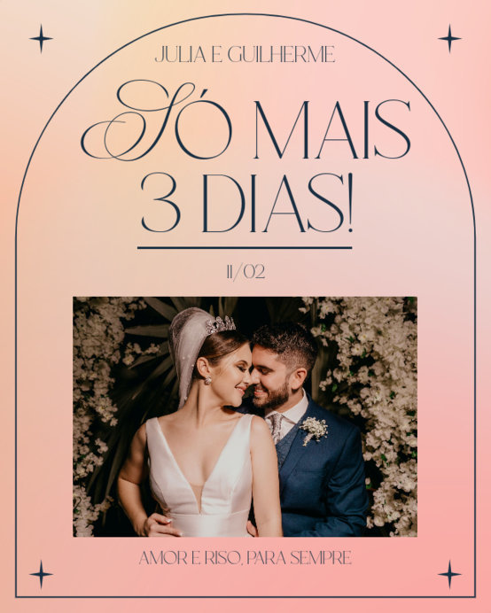 Instagram Post Maker Featuring a Wedding Countdown with a Romantic Photograph
