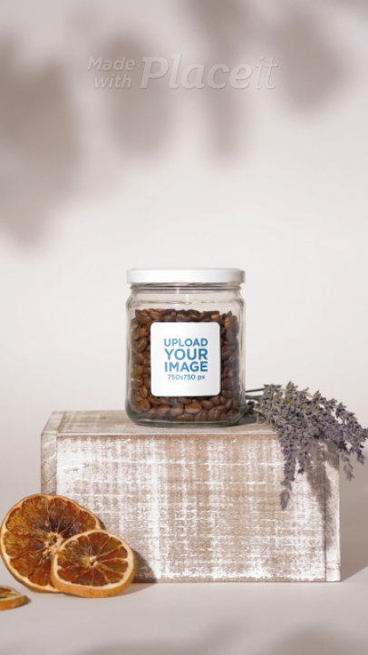 Video of an Eco Jar Full of Coffee Beans Featuring an Aesthetic Setting 6749v