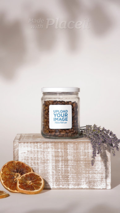 Video of an Eco Jar Full of Coffee Beans Featuring an Aesthetic Setting