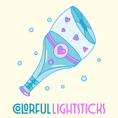 Sticker Creator Featuring an Illustrated Lightstick Inspired by a K-Pop Band