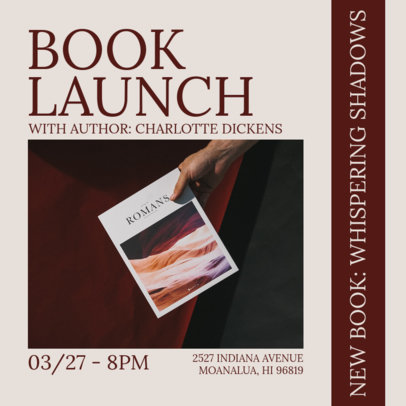 Book Launch Instagram Post Maker for a Bookstore Event