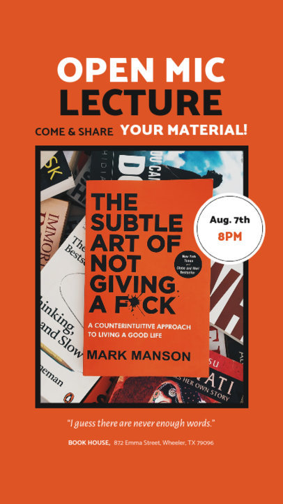 Literary Instagram Story Generator for a Book Launch Event