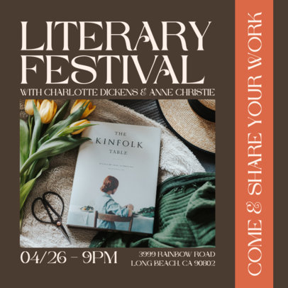 Bookstore Instagram Post Template for a Literary Festival