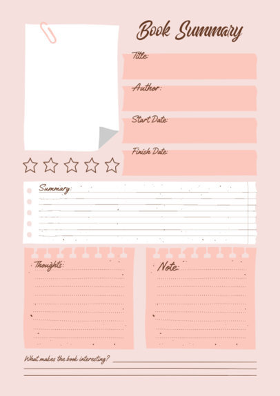Book Summary Planner Template Featuring a Nice Aesthetic