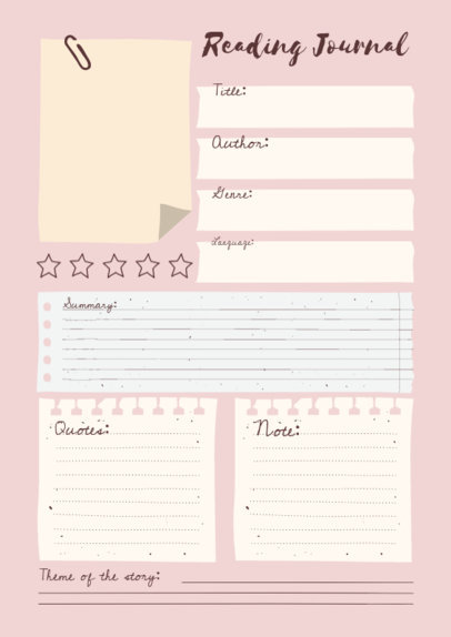 Planner Template With a Colorful Layout for a Book Review