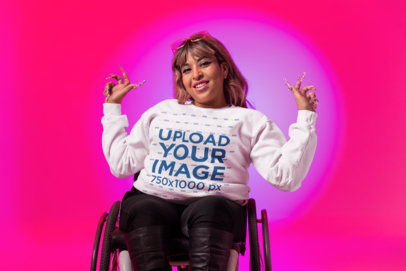 Pride Month-Themed Gildan Sweatshirt Mockup of a Woman Using a Wheelchair