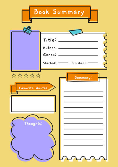 Planner Design Template with Small Illustrations for a Book Summary