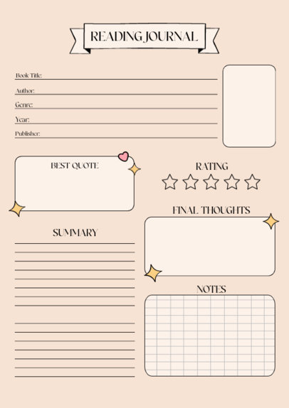 Planner Design Creator Featuring a Reading Journal Theme