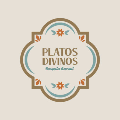 Logo Creator with Illustrated Flowers for a Wedding Catering Service