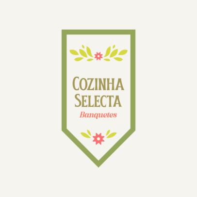 Wedding Catering Service Logo Maker with Illustrated Flowers