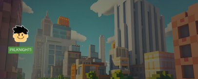 Roblox-Inspired Twitch Profile Banner Template Featuring a City Background