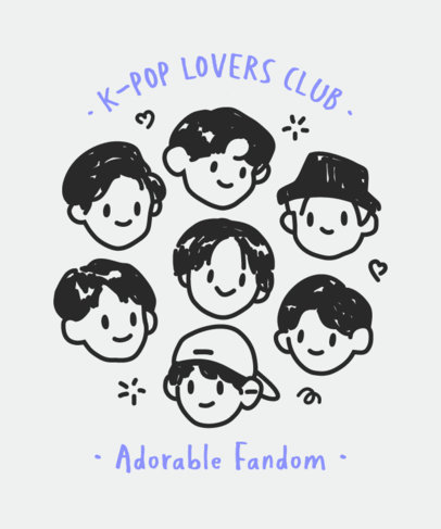 T-Shirt Design Maker Featuring Face Doodles Inspired by BTS 2225j-5664