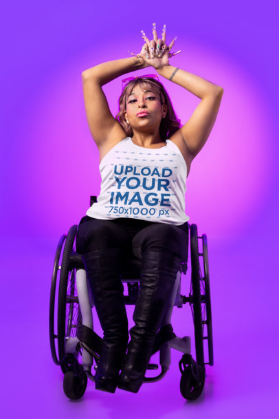 Bella Canvas Tank Top Mockup Featuring a Woman Doing a Vogue-Inspired Pose m34207