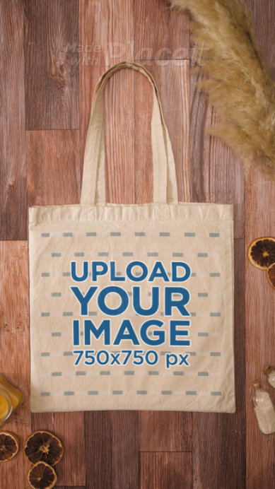 Video of a Tote Bag Placed on a Wooden Surface