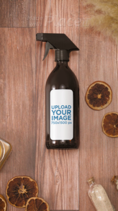 Video of a Spray Bottle Placed on a Wooden Surface