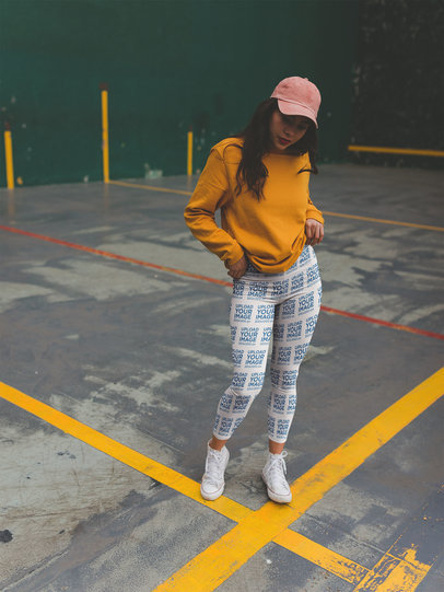 Portrait Mockup of a Girl Wearing Women's Leggings at a Parking Lot