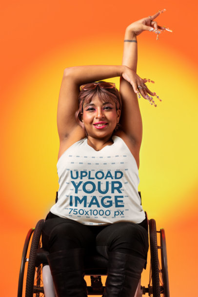 Bella Canvas Tank Top Mockup of a Happy Woman in a Vogue-Inspired Photoshoot m34209