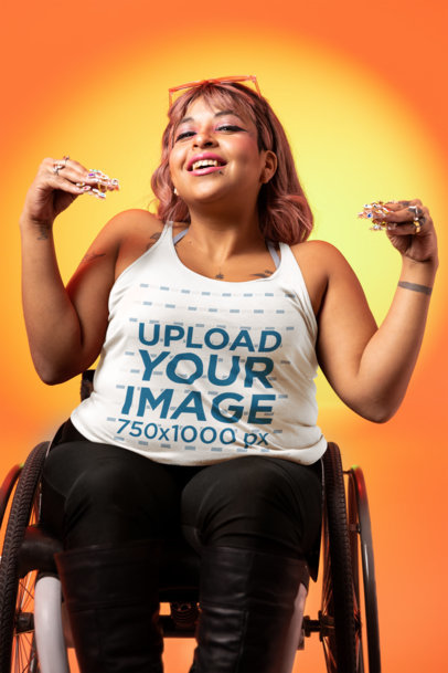 LGBTQ-Themed Mockup Tank Top Mockup of a Woman Using a Wheelchair