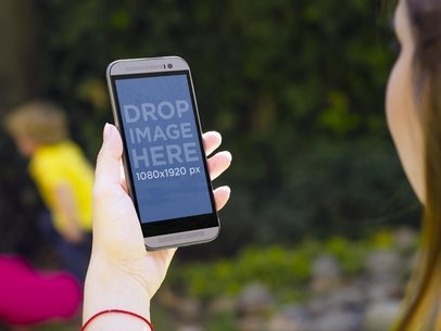 Mockup of a Mom Using an Android Phone