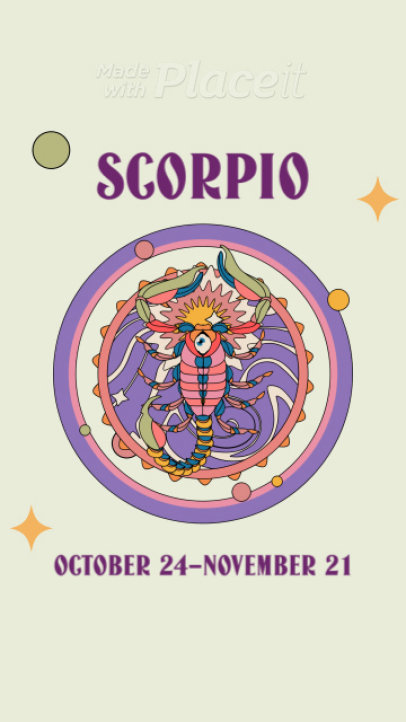 Scorpio-Themed Instagram Story Video Creator With a Colorful Graphic