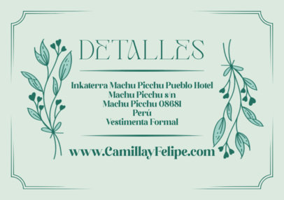 Floral Details Card Template for a Wedding With an Elegant Aesthetic