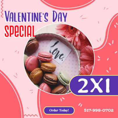 Instagram Post Maker for a Bakery's Valentine's Day Special 2x1 Offer 5904a