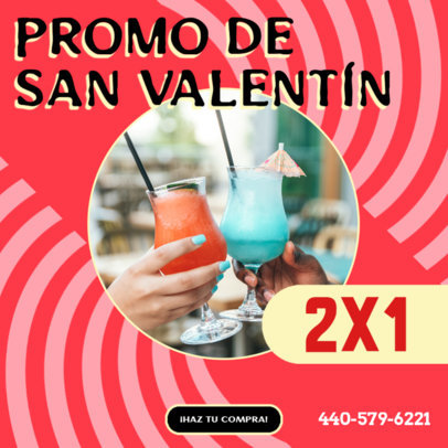 Instagram Post Maker with a Valentine's Day-Themed 2x1 Offer in Drinks 5904e
