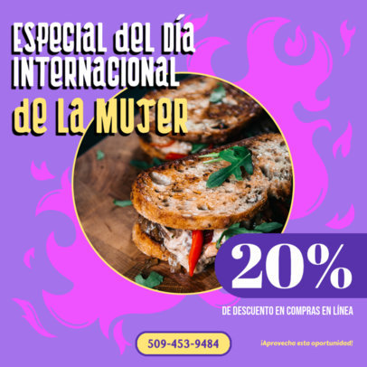 Instagram Post Generator with a Restaurant's Online Discount for Women's Day 5904f