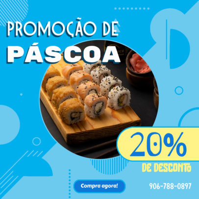 Instagram Post Template with an Easter-Themed Discount for a Sushi Place 5904h