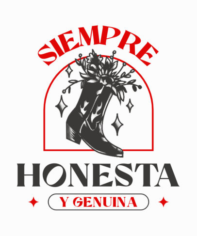 T-Shirt Design Template Featuring an Illustrated Boot With Roses and a Selena-Inspired Theme