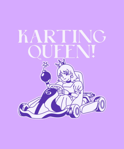 T-Shirt Design Template Featuring an Illustrated Go-Karts Queen with a Bomb 5688a