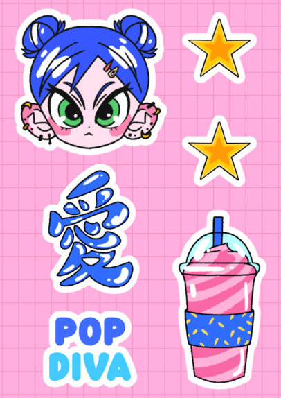 Sticker Sheet Maker Featuring Y2K-Themed Graphics