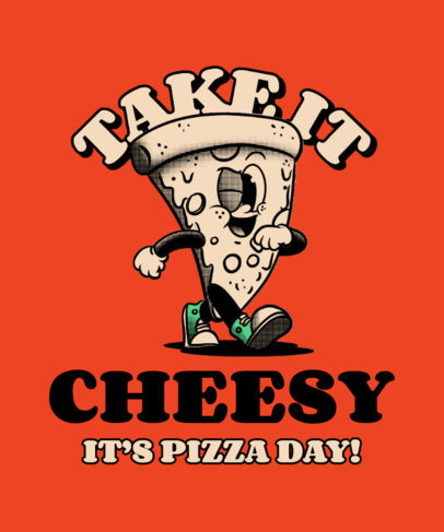 T-Shirt Design Template Featuring Food Cartoons with a Retro Aesthetic