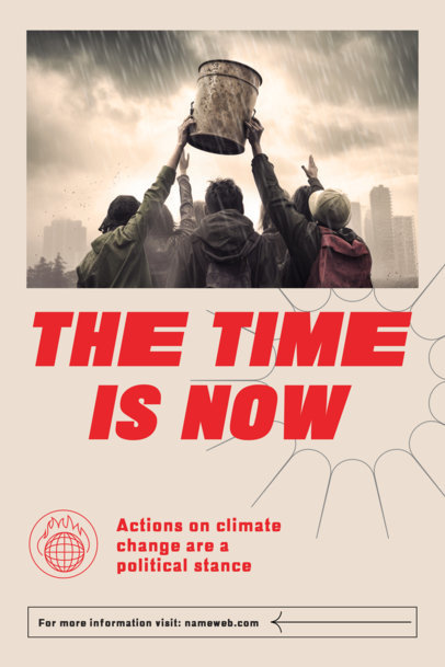 Poster Design Template Featuring Climate Change Awareness-Themed Illustrations