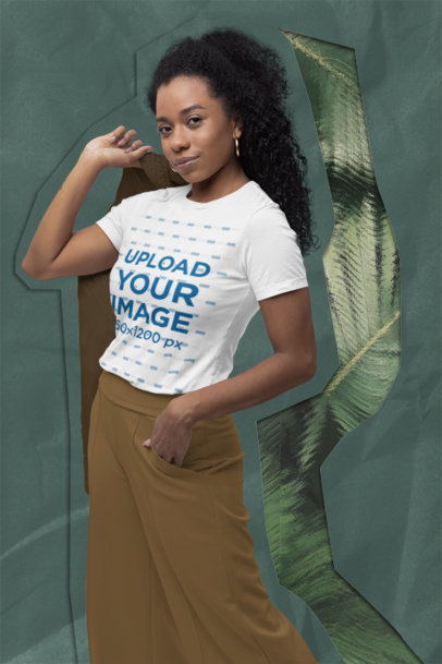 Bella Canvas Mockup Featuring a Woman Wearing a Round-Neck T-Shirt